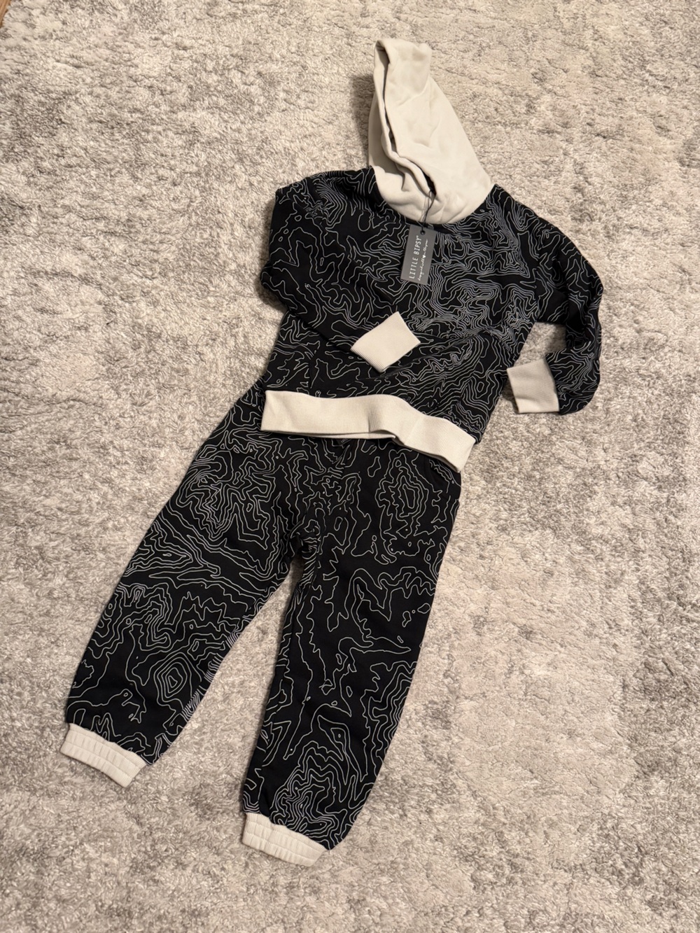 NWT Little Bipsy Black Hooded Jumpsuit with Cream Accents